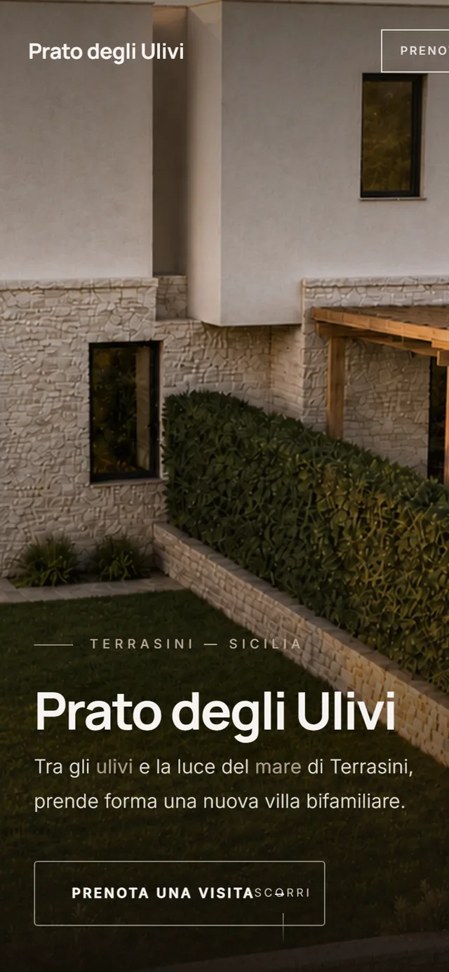 Il sito di Prato degli Ulivi aperto da telefono, schermata reale