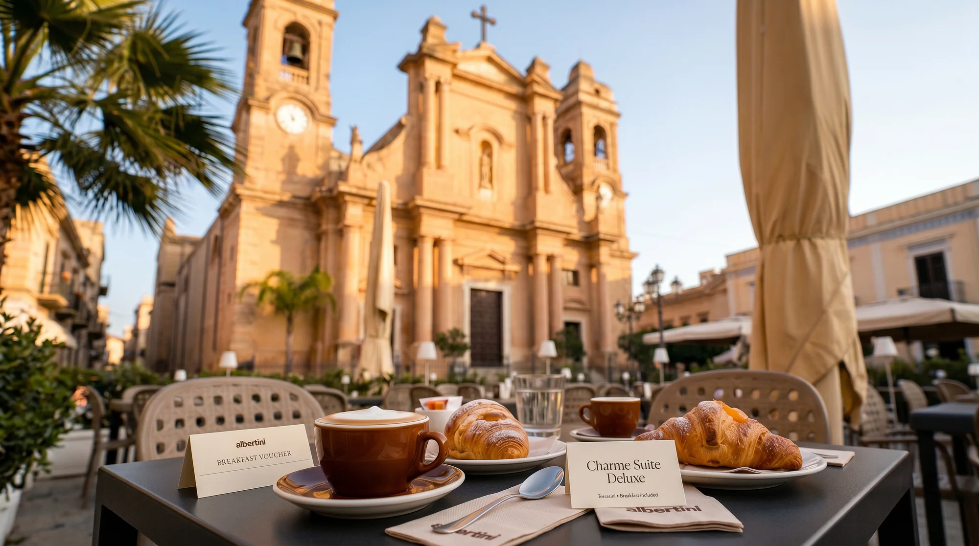 La colazione servita nella suite Charme