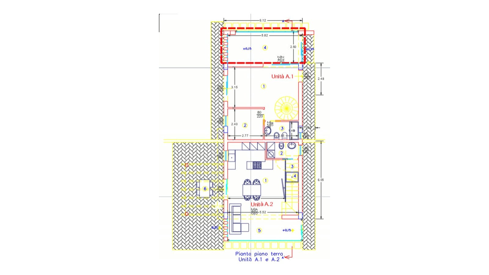 Pianta piano terra: disegno tecnico AutoCAD