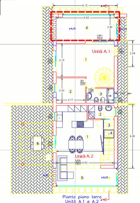 Pianta piano terra: disegno tecnico AutoCAD