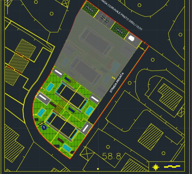 Planimetria CAD del lotto di Prato degli Ulivi, disegno tecnico originale