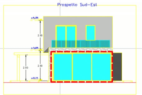 Prospetto Sud-Est: disegno tecnico AutoCAD