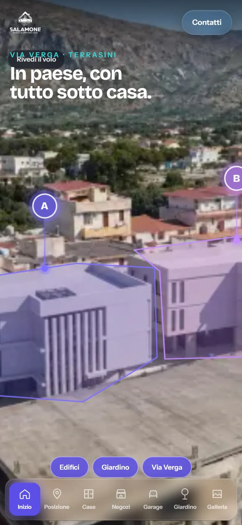 La pagina da telefono: l'ingresso dal drone