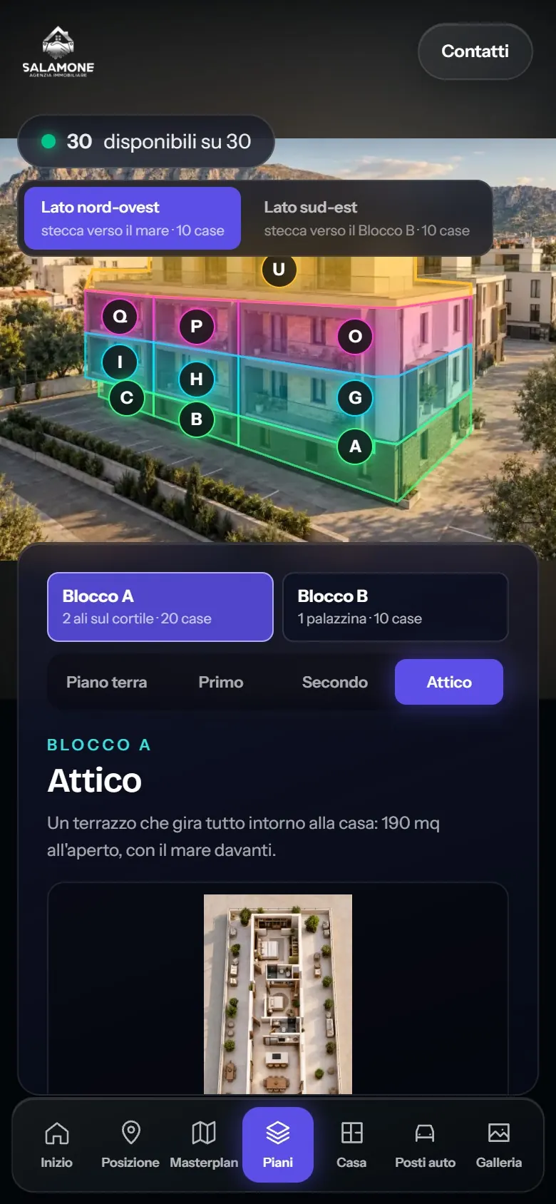 La pagina da telefono: gli appartamenti e le piante