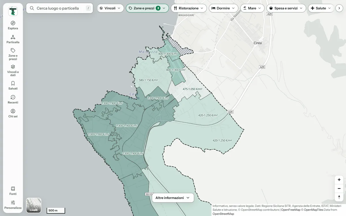 La Mappa di Terrasini con i punti di interesse